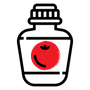 red and black icon of a ketchup bottle