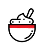 red and black icon of a ramekin of mayonnaise