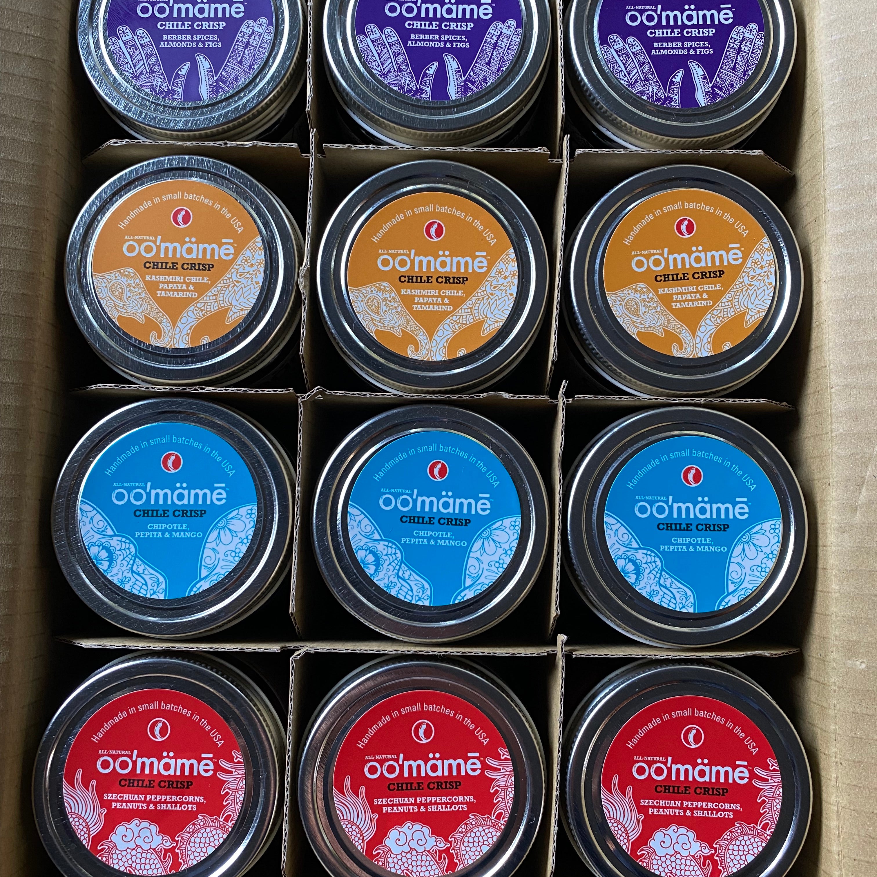 Umami Chile Crisp Packed in Case, 4 flavors of Chile Crisp Visible Labels