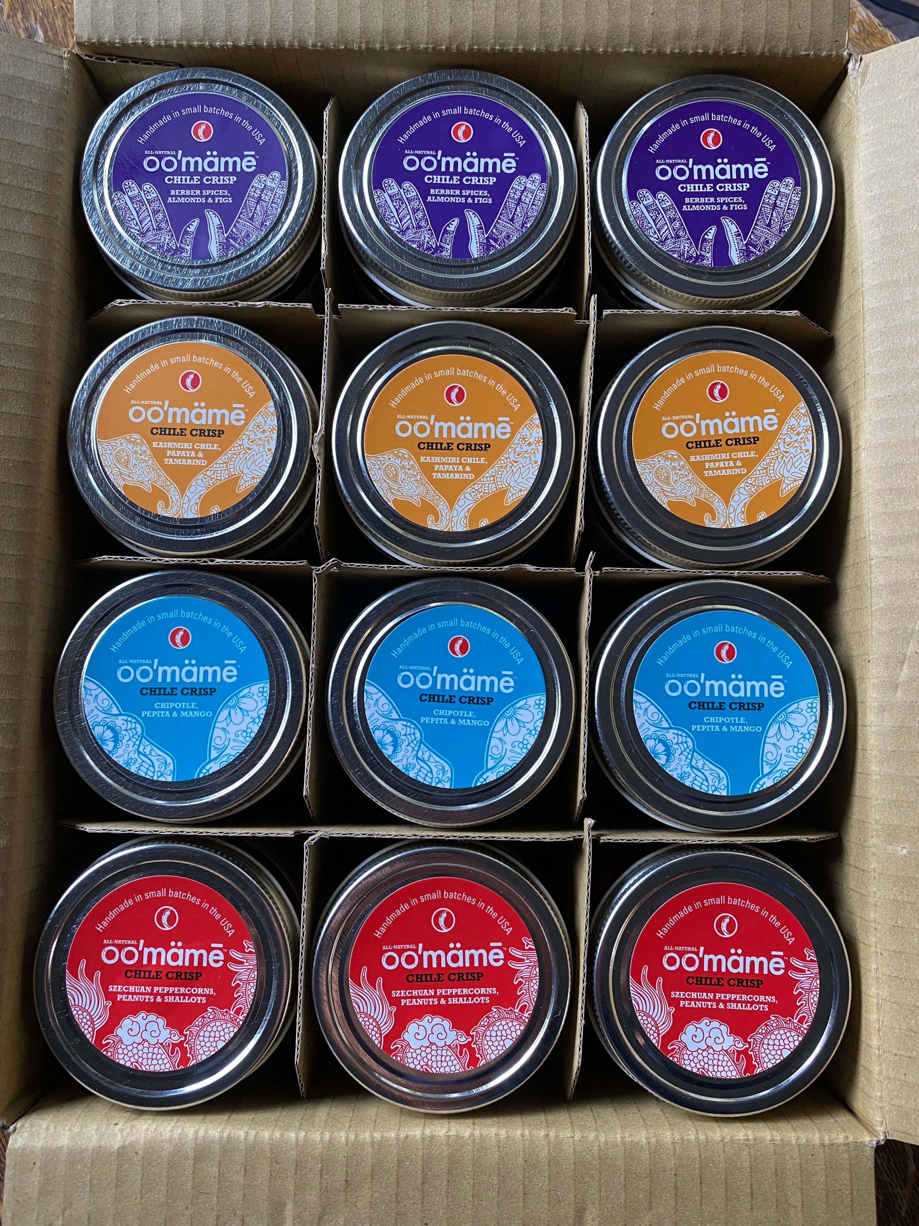 Umami Chile Crisp Packed in Case, 4 flavors of Chile Crisp Visible Labels